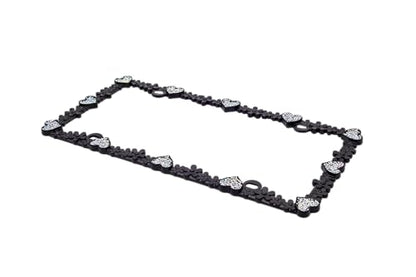 Creathome 3D Shining Daisy Heart License Plate Frame from Pure Zinc Alloy Metal Perfect Plate Holder, Matt Black with Silver Glitter Luminously Heart - color: Matt Black with Silver Glitter, Luminously Heart