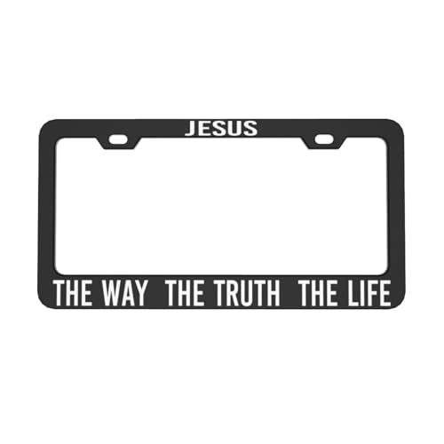 Jesus License Plate Frames, The Way The Truth The Life License Plate Cover Holder, Christian Car Accessories, Aluminum Auto Tags Cover 2 Holes Screws 6 X 12 in - color: The Way The Truth The Life, size: 6"L x 12"W