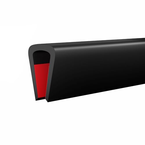 Silicone Edge Trim Self-Adhesive U Channel Silicone Edge Trim Edge Protector for Sheet Metal (Black, Fit 1/8" - L 20') - color: Black, size: Fit 1/8" - L 20'