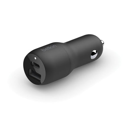 Belkin 37-Watt Dual USB Car Charger - Power Delivery 25W USB-C Port & 12W USB-A Port for PPS Charging Apple iPhone, Samsung Galaxy, AirPods, & More - style: Dual USB-A & C 37W