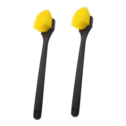 2pc Long Handle Wheel Cleaning Brush Set for Car Detailing Tire Brush Hard Bristles for Rim and Tire Scrub