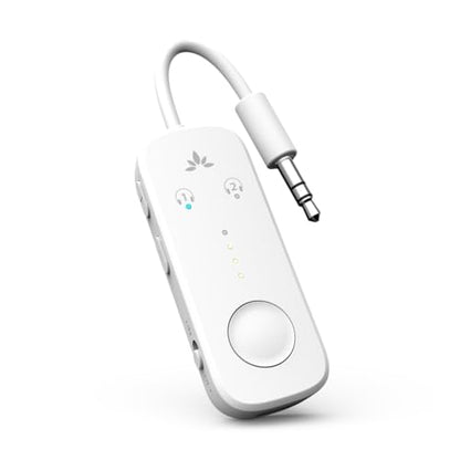 Avantree Relay - Premium Airplane Bluetooth Adapter with Advanced Qualcomm Chipset, 2 Headphones Support, 25hrs Play Time, aptX Adaptive & HD Audio Transmitter for Airpods, Bose & Travel Flight - color: 2-White