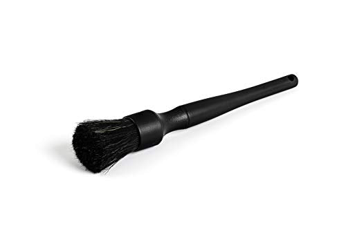 Detail Factory - Boar Hair Long-Handle Detailing Brush - Comfortable Grip and Heavy-Duty Scrubbing for Interior, Exterior, Engine Bay, Wheels, Exhaust Tips, Textured Plastic, Black on Black - color: All Black, size: Long Handle