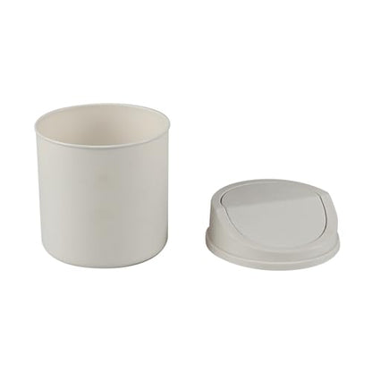 0.5 Gallon Plastic Mini Desktop Trash Can, Tiny Waste Bin with Swing-Top Lid, White - color: white