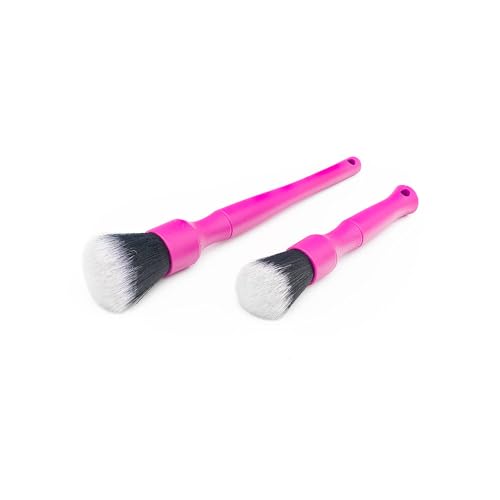 Detail Factory - Synthetic Detailing Brush Set - Long & Short Brush - Ultra-Soft Interior Car Cleaning Brushes for, Screens, Emblems, & Tight Spaces - Pink - color: Pink