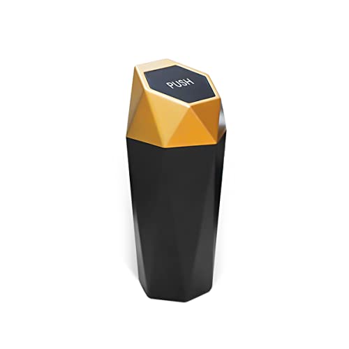 Car Trash Can with Lid, Mini Portable Auto Garbage Can, Small Leakproof Diamond Design Trash Dustbin, Waterproof Vehicle Rubbish Bins for Automotive Car, Home, Office, Kitchen, Bedroom (Gold,1) - color: Gold, size: 1PCS