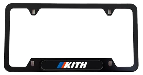 Stainless Steel Kith License Plate Frame Cover Holder M for Car Power Sport Novelty (1x Black) - color: 1x Black