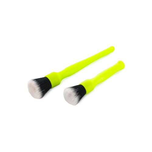 Detail Factory - Synthetic Detailing Brush Set - Long & Short Brush - Ultra-Soft Interior Car Cleaning Brushes for, Screens, Emblems, & Tight Spaces - Lime Green - color: Lime Green
