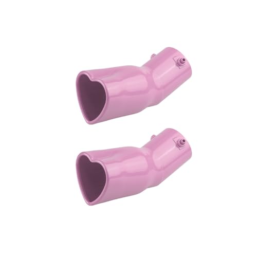 2PCS Universal Heart-Shaped Exhaust Tip, 63mm Inner Diameter, Stainless Steel Bolt-on Exhaust Muffler Tip (Pink,Curved) - color: Pink, size: Curved