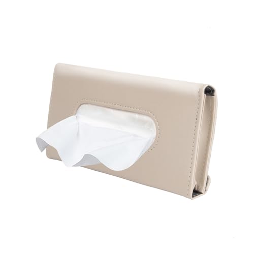 Car Tissue Holder, Sun Visor Napkin Box, Auto Napkin Case with Tissues Refill, Paper Towel Dispenser, Vehicle Interior Accessories Universal for Car SUV Pickup Truck-Beige - color: Beige
