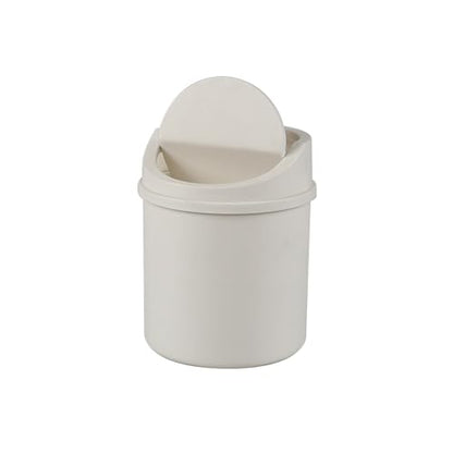 0.5 Gallon Plastic Mini Desktop Trash Can, Tiny Waste Bin with Swing-Top Lid, White - color: white