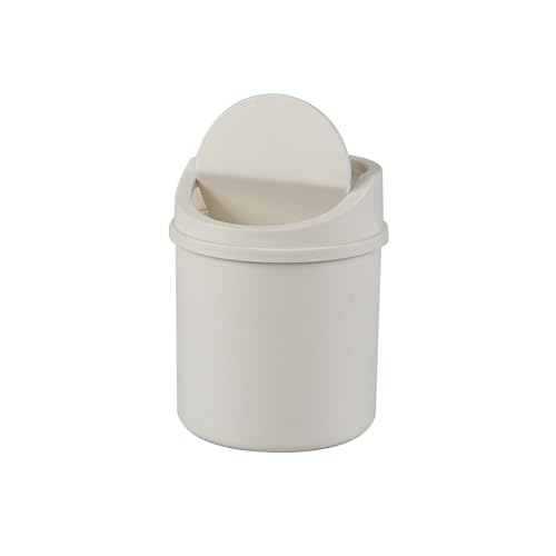 0.5 Gallon Plastic Mini Desktop Trash Can, Tiny Waste Bin with Swing-Top Lid, White - color: white