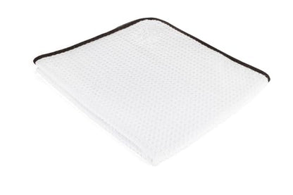 The Rag Company Dry Me A River, Professional Korean 70/30 Blend Microfiber Waffle-Weave Drying & Detailing Towels, Soft Suede Edges, 390 GSM, 26x59 Inches, White, 1-Pack - color: White, size: 26in x 59in