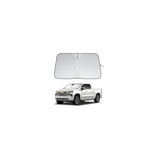 2026 Upgrade Front Windshield Sunshade fit for Chevrolet Silverado 1500 2019-2025 2026 Reflector Foldable Car Shade Automotive Windshield Sunshades for Chevrolet Silverado 1500 Windshield Sun Shade - size: Fit for Chevrolet Silverado 1500 2019-2026