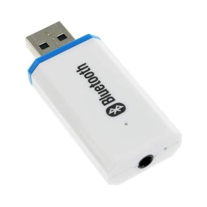 USB Bluetooth Adapter, Bluetooth USB Audio Receiver Wireless Adapter for Home/Car Stereo System, Portable Speakers with AUX in & 3.5mm Cable (White) - color: White