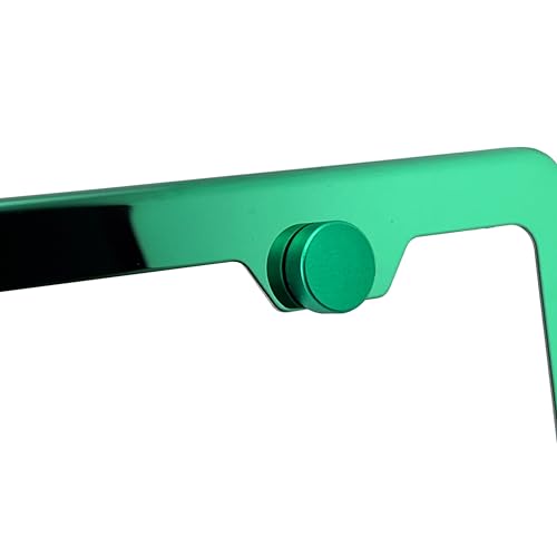 T304 Stainless Steel License Plate Frame – 8K Mirror Polish Finish, Rust-Resistant, Slim Design, Universal Fit, Includes Screw Caps, Washers & Stainless Steel Screws (Green Chrome) - color: Green Chrome