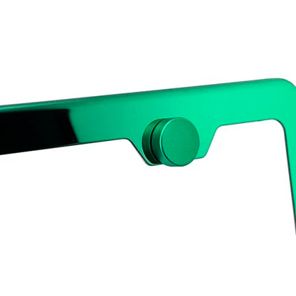 T304 Stainless Steel License Plate Frame – 8K Mirror Polish Finish, Rust-Resistant, Slim Design, Universal Fit, Includes Screw Caps, Washers & Stainless Steel Screws (Green Chrome) - color: Green Chrome