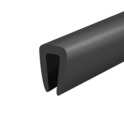 Rubber Edge Trim, 1/8" U Channel Edge Trim, Edge Protector for Glasses or Flexi Glasses, 1/8 in Flexible U Shaped Gasket, Black Color, Length 1000 Ft - color: Black, size: Fit 1/8"- Length 1000'