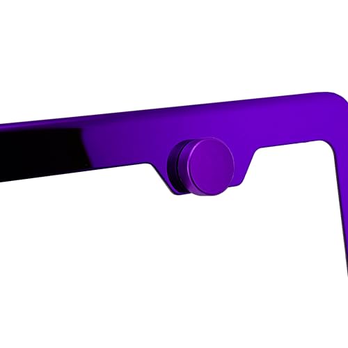 T304 Stainless Steel License Plate Frame 8K Mirror Polish Finish, Rust-Resistant, Slim Design, Universal Fit, Includes Screw Caps, Washers & Stainless Steel Screws (Purple Chrome) - color: Purple Chrome