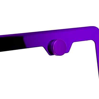T304 Stainless Steel License Plate Frame 8K Mirror Polish Finish, Rust-Resistant, Slim Design, Universal Fit, Includes Screw Caps, Washers & Stainless Steel Screws (Purple Chrome) - color: Purple Chrome