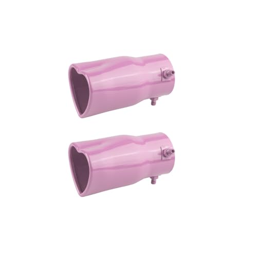 2PCS Universal Heart-Shaped Exhaust Tip, 63mm Inner Diameter, Stainless Steel Bolt-on Exhaust Muffler Tip (Pink,Stright) - color: Pink, size: Stright