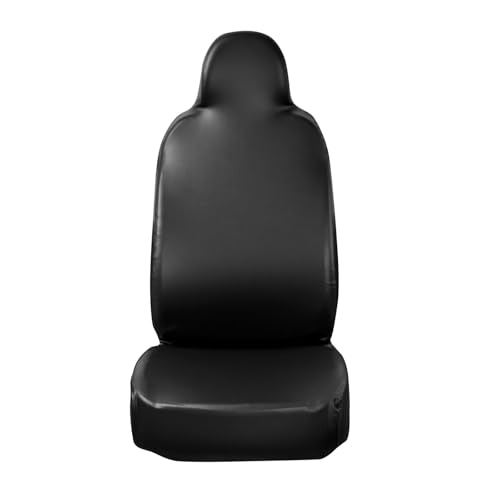 Car Seat Cover Protector, Waterproof Full-Coverage Vehicle Backrest Protector, PU Elastic Leather Perfectly Fitted Front Seat, Universal for Most SUVs, Trucks, Cars (Black)