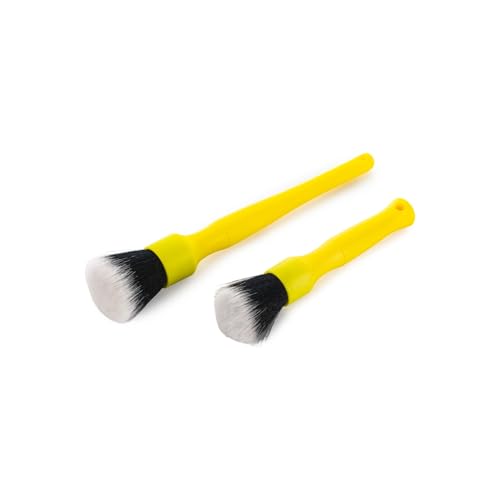 Detail Factory - Synthetic Detailing Brush Set - Long & Short Brush - Ultra-Soft Interior Car Cleaning Brushes for, Screens, Emblems, & Tight Spaces - Yellow - color: Yellow