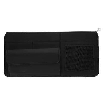 PATIKIL 1Pcs Car Sun Visor Organizer, 12.8 x 6.5Inch PU Leather Vehicle Storage Pouch Holder for Sunglasses Card Pen Driver License Car Accessories, Black