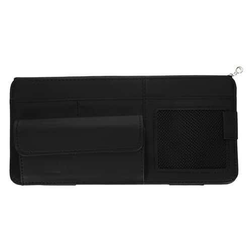 PATIKIL 1Pcs Car Sun Visor Organizer, 12.8 x 6.5Inch PU Leather Vehicle Storage Pouch Holder for Sunglasses Card Pen Driver License Car Accessories, Black