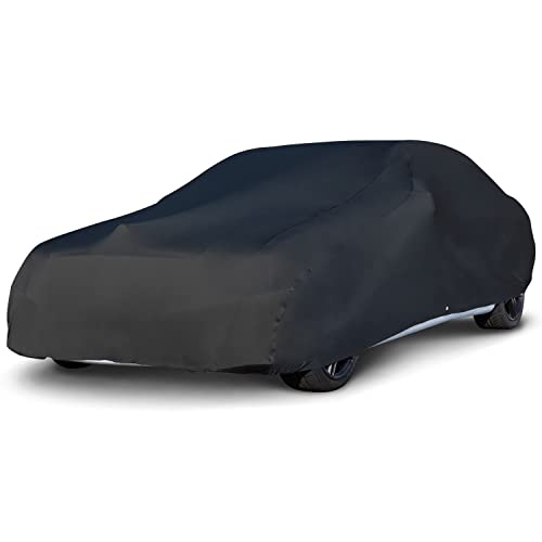 Budge Indoor Stretch Car Cover, Luxury Indoor Protection, Soft Inner Lining, Breathable, Dustproof, Car Cover fits Cars up to 264", Black - color: Black, size: Size 5: Fits up to 22'