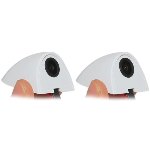 EWAY 2PCs Car Door Blind Spot Side View Camera, Self-Adhesive Screw-Free, Mini Style, Support Upside Down Flip Image, 92° Angle Blindspot Camera for Pickup Trucks SUVs Vans RVs Trailers - White