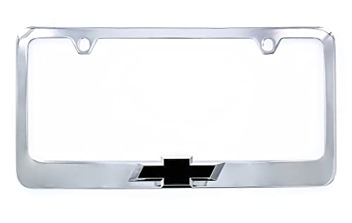 Chevy Metal License Plate Frame Tag Holder with 3D Bowtie Emblem - Chrome Plated - color: CHROME C
