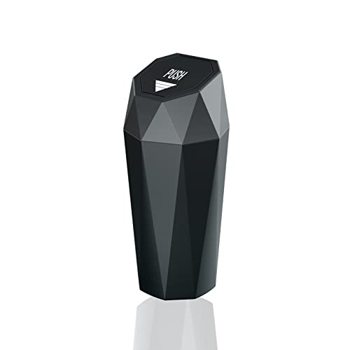 Car Trash Can with Lid，Mini Diamond Design Automatic Portable Trash Can，Used in Car Home, Office, Kitchen, Bedroom (1, Grey) - color: Grey