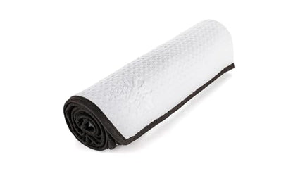 The Rag Company Dry Me A River, Professional Korean 70/30 Blend Microfiber Waffle-Weave Drying & Detailing Towels, Soft Suede Edges, 390 GSM, 26x59 Inches, White, 1-Pack - color: White, size: 26in x 59in