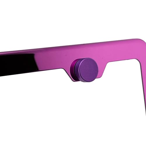 T304 Stainless Steel License Plate Frame – 8K Mirror Polish Finish, Rust-Resistant, Slim Design, Universal Fit, Includes Screw Caps, Washers & Stainless Steel Screws (Purple Pink) - color: Purple Pink