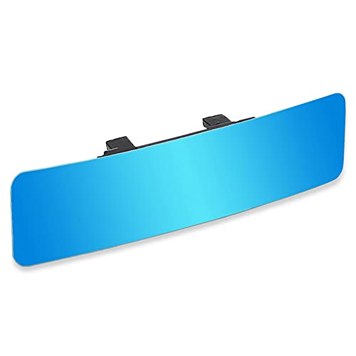 SkycropHD Anti Glare Rear View Mirror Frameless Car Interior Rearview Mirror Panoramic Wide Angle to Eliminate Blind Spots – Convex,11.8in (Blue) - color: Blue Convex