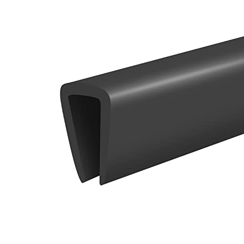 Rubber Edge Trim, 3/16" U Channel Edge Trim, Edge Protector for Glasses or Flexi Glasses, 3/16 in Flexible U Shaped Gasket, Black Color, Length 20 Ft - color: Black, size: Fit 3/16"- Length 20'