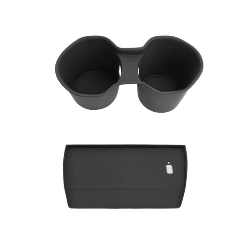 BIBIBO 2Pack for 2025 Subaru Forester Center Console Cup Holder 2025 Subaru Forester/2026 Forester Wilderness Silicone Cup Holder& Wireless Charging Mats 2025 Forester Accessories - color: Black-Charge Mat+Cup Holder