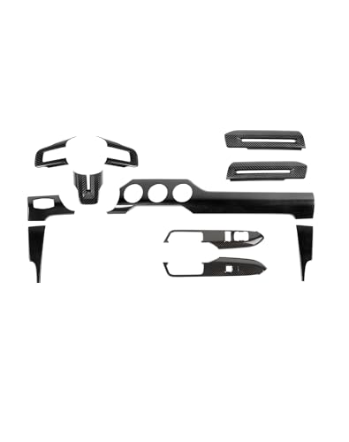 11Pcs Carbon Fiber ABS Interior Trim Decor Cover Kit Fit for Ford Mustang Interior Accessories 2015 2016 2017 2018 2019 2020 2021 2022 2023 - color: 11PCS Carbon Fiber, size: For Ford Mustang 2015+