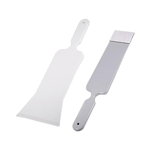 Dickno 2PCS Long Handle Window Tint Tools, Bulldozer Squeegee & Scrubber Paddle Squeegee Tool Set for Car Front Rear Windows Cleaning, Glass Vinyl Wrap Snow Frost Ice Removal Tool (Grey+White) - color: Grey+white
