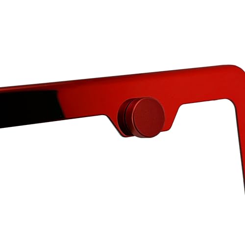 T304 Stainless Steel License Plate Frame – 8K Mirror Polish Finish, Rust-Resistant, Slim Design, Universal Fit, Includes Screw Caps, Washers & Stainless Steel Screws (Candy Red) - color: Candy Red