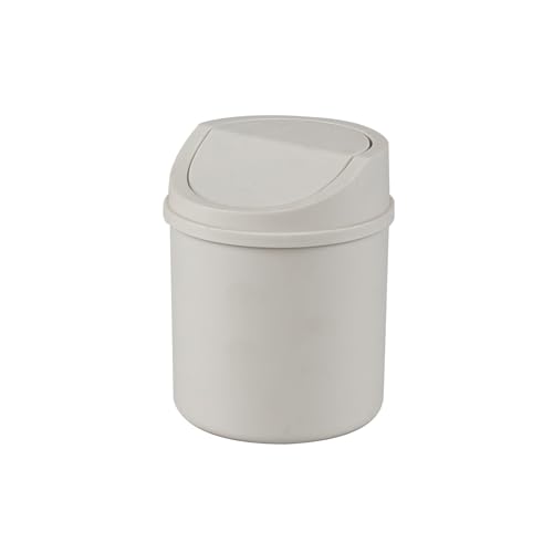 0.5 Gallon Plastic Mini Desktop Trash Can, Tiny Waste Bin with Swing-Top Lid, White - color: white
