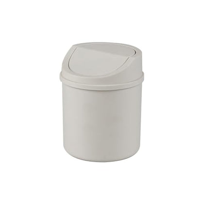 0.5 Gallon Plastic Mini Desktop Trash Can, Tiny Waste Bin with Swing-Top Lid, White - color: white
