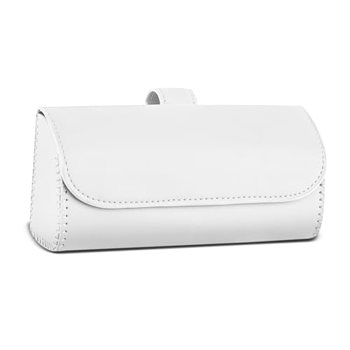 Sunglasses Holder for Car Sun Visor, Leather Auto Eyeglasses Storage Case with Hidden Magnetic Closure, Universal Protective Glasses Organizer Box, Visor Accessories for Woman Man (White) - color: White