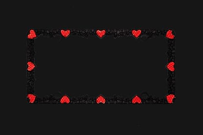 Creathome 3D Daisy Heart License Plate Frame from Pure Zinc Alloy Metal Perfect Plate Holder, Matt Black Daisy with Red Reflective Heart - color: Matt Black with Red Reflective Heart