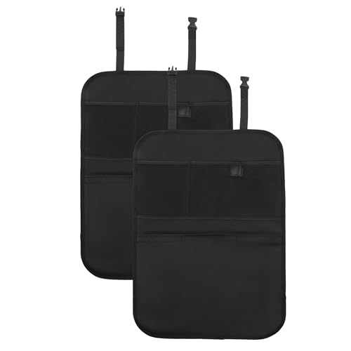 Enovoe Back Seat Cover for Kids Extra Large - 2 Pack with Multi Pocket Storage Organizer - Back Seats Protector for Upholstery from Dirt, Mud, Scratches - Waterproof Car Seat Protector for Kids - color: Black (Multipocket), size: 2-Pack