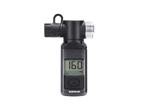Topeak Shuttle Gauge Digital Tire Pressure Gauge – 300 PSI / 20.7 Bar High-Precision Gauge for Presta, Schrader & Dunlop Valves – Rotating Head, Air Release Button & Auto-Off Display