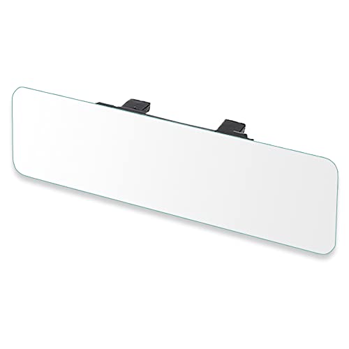 SkycropHD Frameless Rear View Mirror Interior Panoramic Wide Angle Mirror Eliminate Blind Spots for Car SUV Truck – Flat,11.8in (White) - color: White