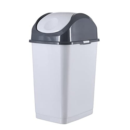 Superio Small 2.5 Gallon Plastic Trash Can with Swing Top Lid, Waste Bin for Under Desk, Office, Bedroom, Bathroom- 10 Qt, Beige/Brown (SmokeWhite/Grey) - size: 2.5 Gallon, style: 1 Pack