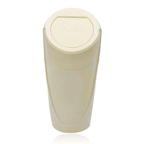Car Trash Can with Lid, Mini Portable Auto Cup Holder Garbage Bin Leakproof Trash Organizer, Universal Multipurpose Storage Container Garbage Organizer for Car Home Office (Beige) - color: Beige